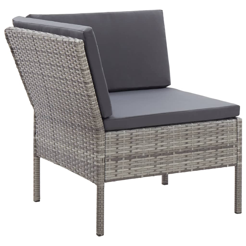 3 Piece Garden Lounge Set with Cushions Poly Rattan Grey - 69×69×67cm