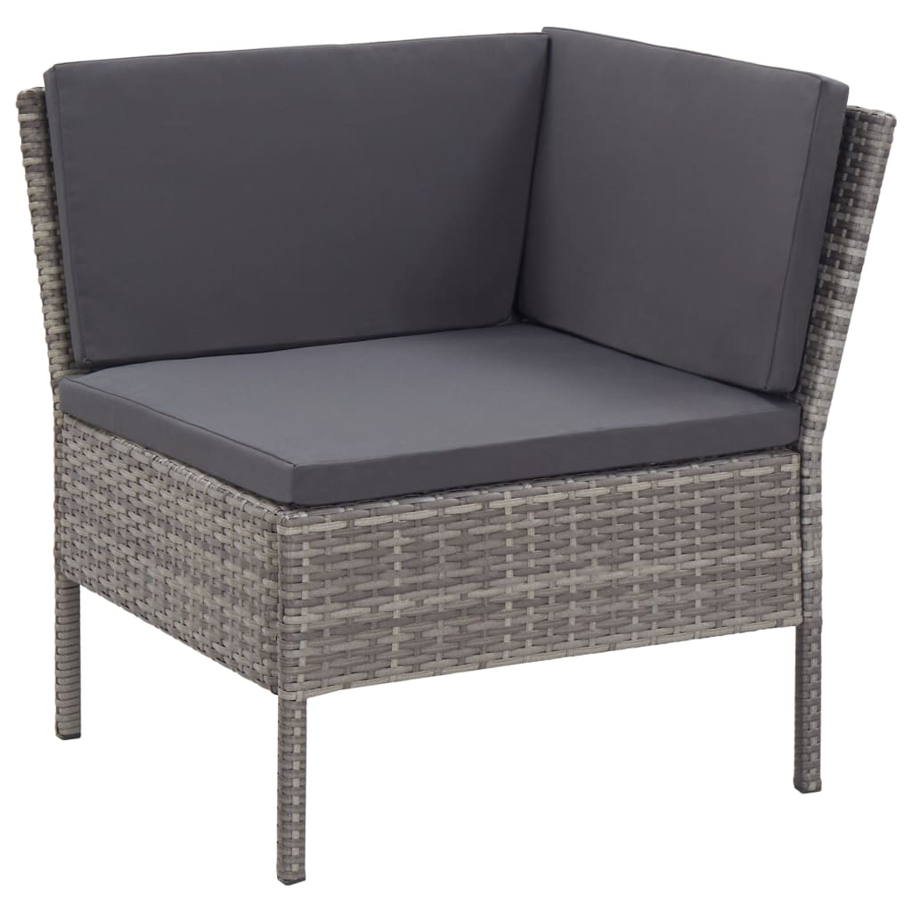 3 Piece Garden Lounge Set with Cushions Poly Rattan Grey - 69×69×67cm