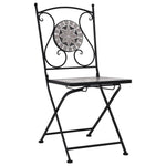 3 Piece Mosaic Bistro Set Ceramic Tile Grey