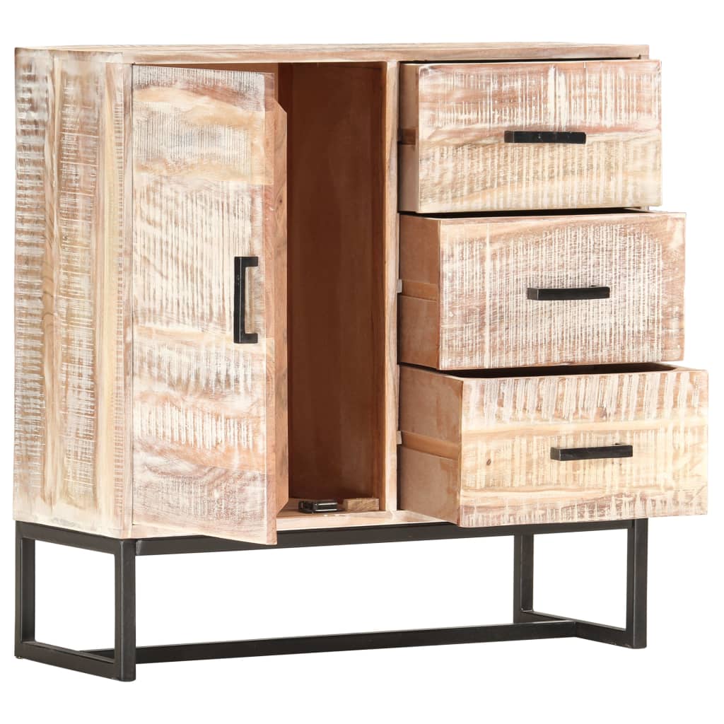 Sideboard White 73x30x75 cm Solid Acacia Wood