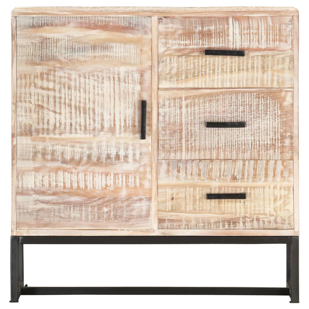 Sideboard White 73x30x75 cm Solid Acacia Wood