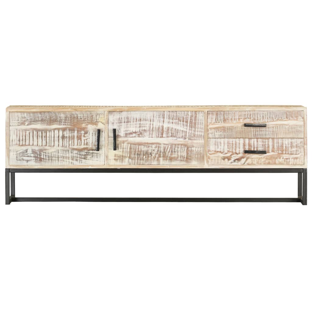 TV Cabinet White 140x30x45 cm Solid Acacia Wood