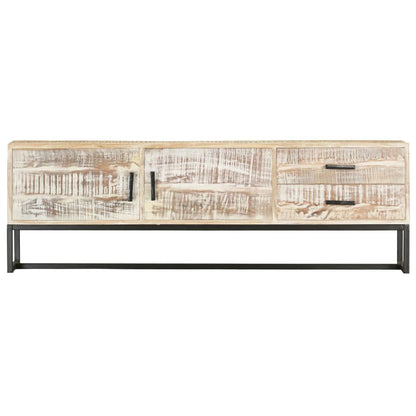 TV Cabinet White 140x30x45 cm Solid Acacia Wood