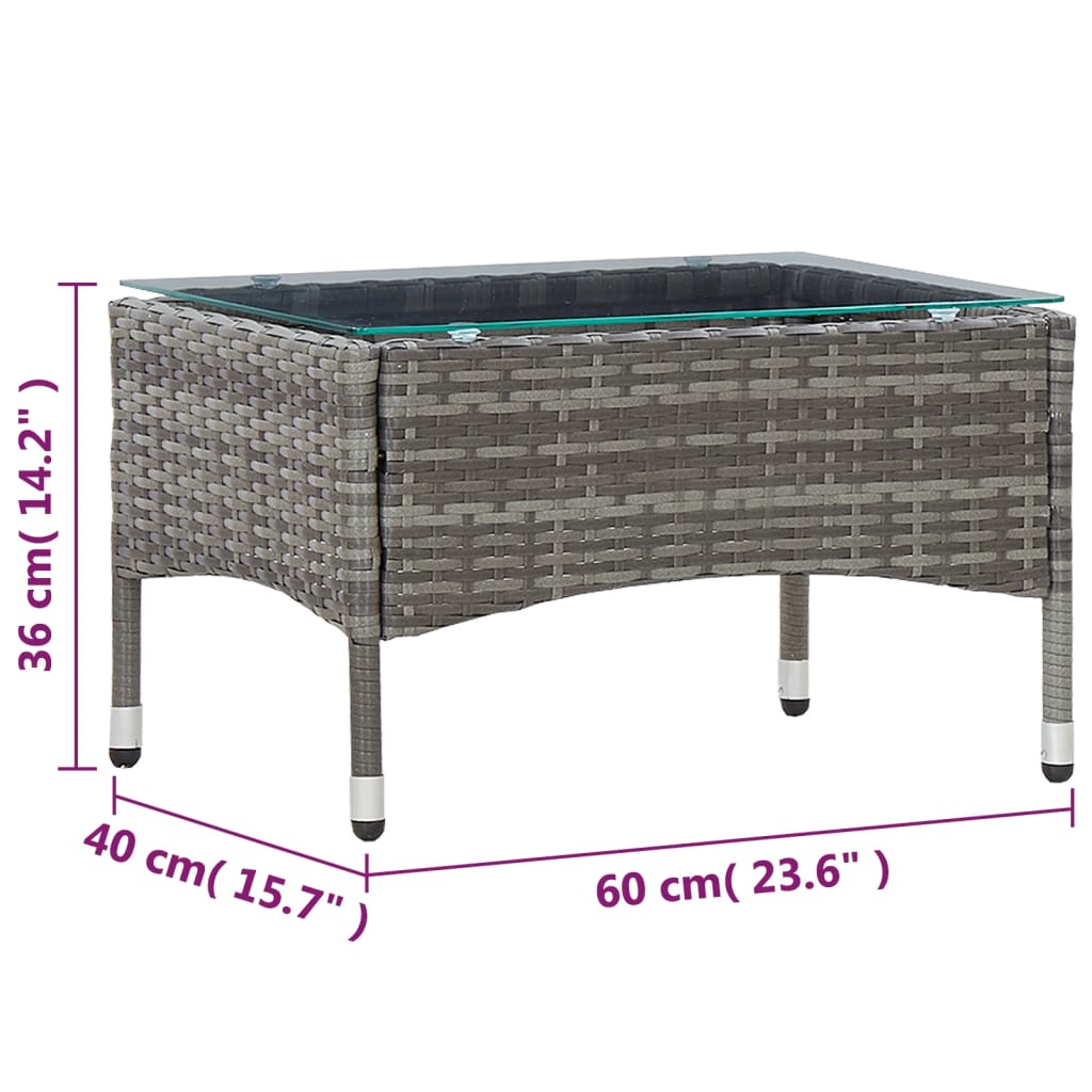 Coffee Table Grey Poly Rattan