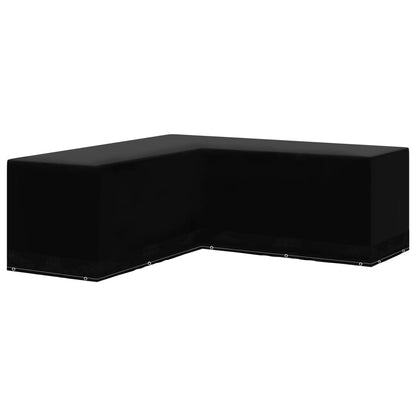 Garden Furniture Cover L-Shaped 12 Eyelets - Black