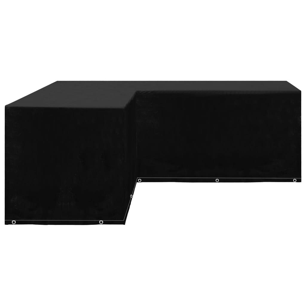 Garden Furniture Cover L-Shaped 12 Eyelets - Black
