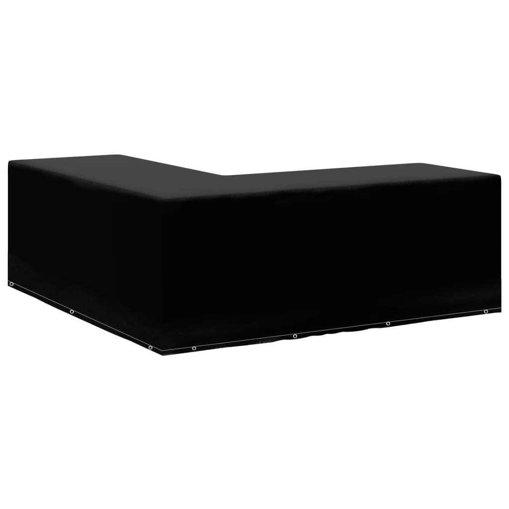Garden Furniture Cover L-Shaped 12 Eyelets - Black