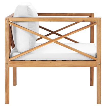 Garden Chair with Cream Cushions Solid Teak Wood