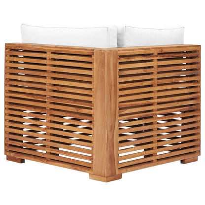 Garden Corner Sofa with Cream Cushion Solid Teak Wood