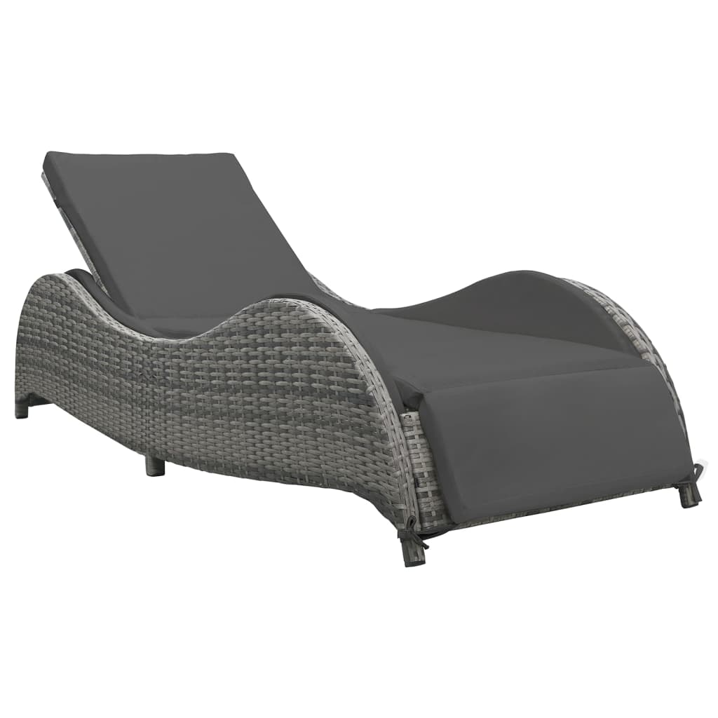 Elegant Sun Lounger with Cushion Poly Relaxing Seating Evening 