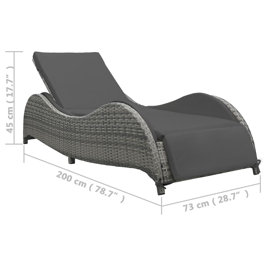 Elegant Sun Lounger with Cushion Poly Relaxing Seating Evening 
