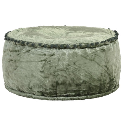 Green Velvet Round Pouffe Footrest Ottoman | HomeAndLiving