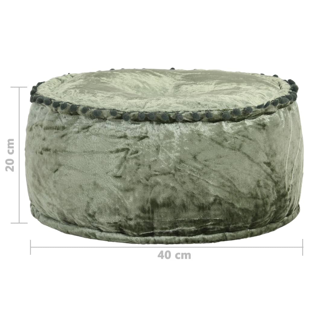Green Velvet Round Pouffe Footrest Ottoman | HomeAndLiving