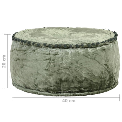 Green Velvet Round Pouffe Footrest Ottoman | HomeAndLiving