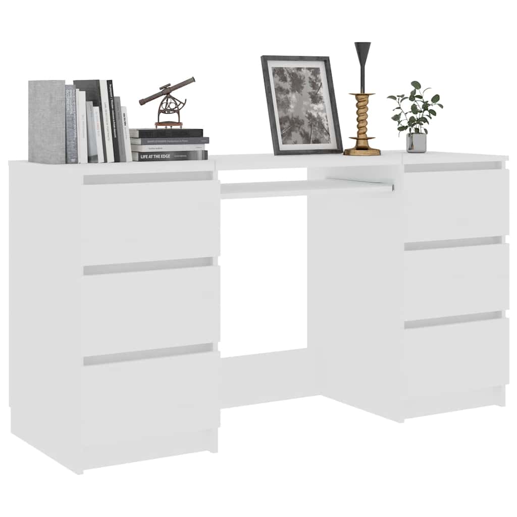 White Writing Desk 6 Drawers 140cm | HomeAndLiving