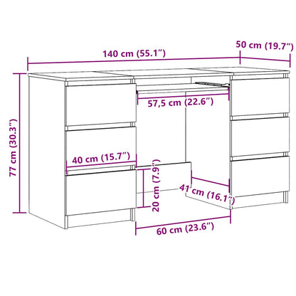 White Writing Desk 6 Drawers 140cm | HomeAndLiving
