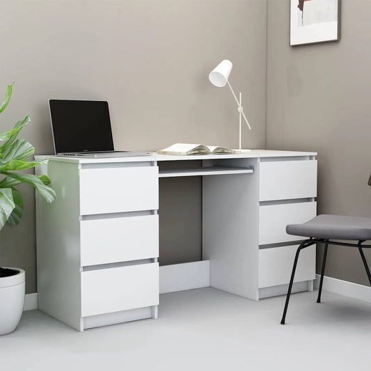 White Writing Desk 6 Drawers 140cm | HomeAndLiving