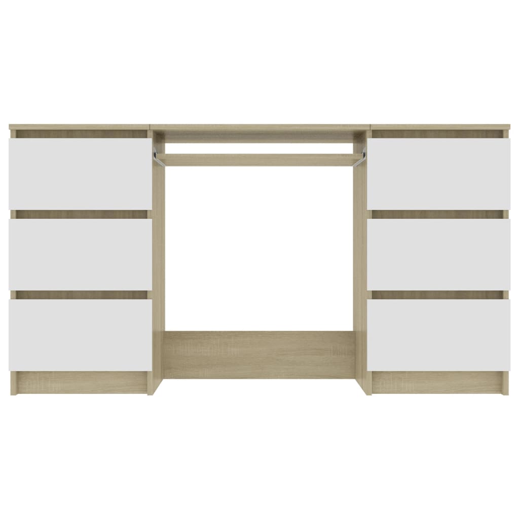 Writing Desk White and Sonoma Oak 140x50x77 cm Chipboard