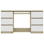 Writing Desk White and Sonoma Oak 140x50x77 cm Chipboard