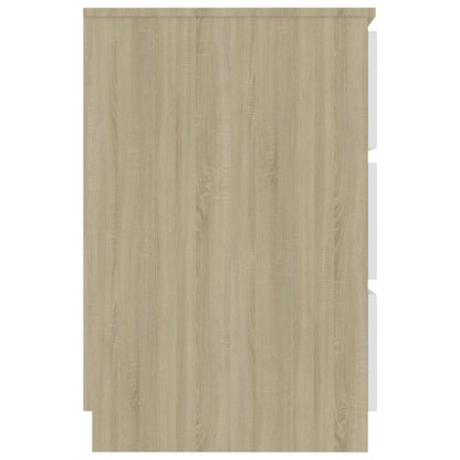 Writing Desk White and Sonoma Oak 140x50x77 cm Chipboard