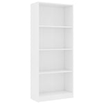 4-Tier Book Cabinet White 60x24x142 cm Chipboard