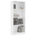 4-Tier Book Cabinet White 60x24x142 cm Chipboard