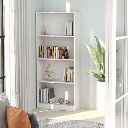 4-Tier Book Cabinet White 60x24x142 cm Chipboard