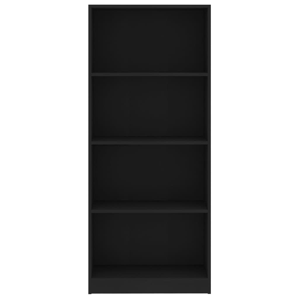 4-Tier Book Cabinet Black Chipboard