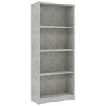 4-Tier Book Cabinet Concrete Grey 60x24x142 cm Chipboard