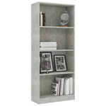 4-Tier Book Cabinet Concrete Grey 60x24x142 cm Chipboard