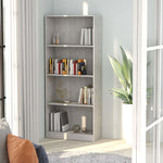 4-Tier Book Cabinet Concrete Grey 60x24x142 cm Chipboard