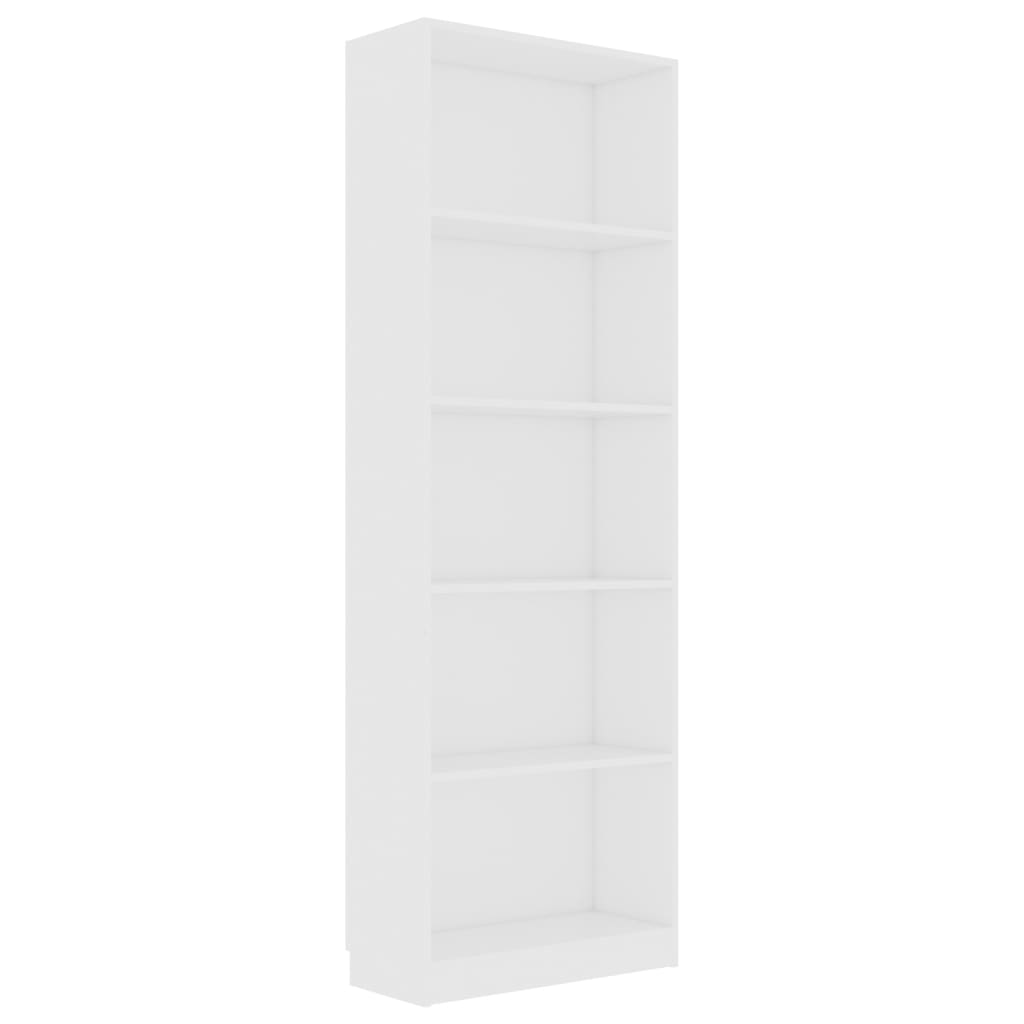 5-Tier Book Cabinet White Chipboard - 60×24×175cm