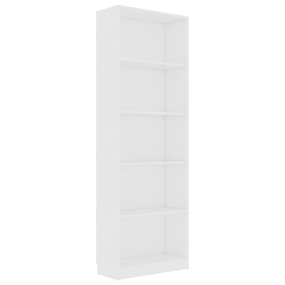 5-Tier Book Cabinet White Chipboard - 60×24×175cm