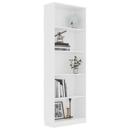 5-Tier Book Cabinet White Chipboard - 60×24×175cm