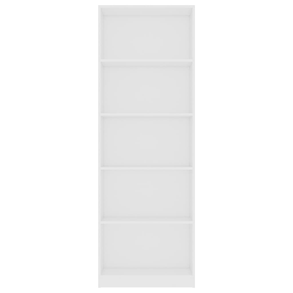 5-Tier Book Cabinet White Chipboard - 60×24×175cm