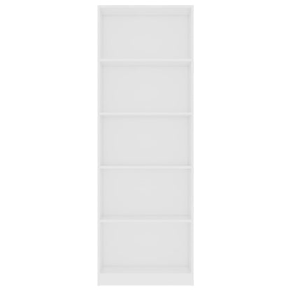 5-Tier Book Cabinet White Chipboard - 60×24×175cm