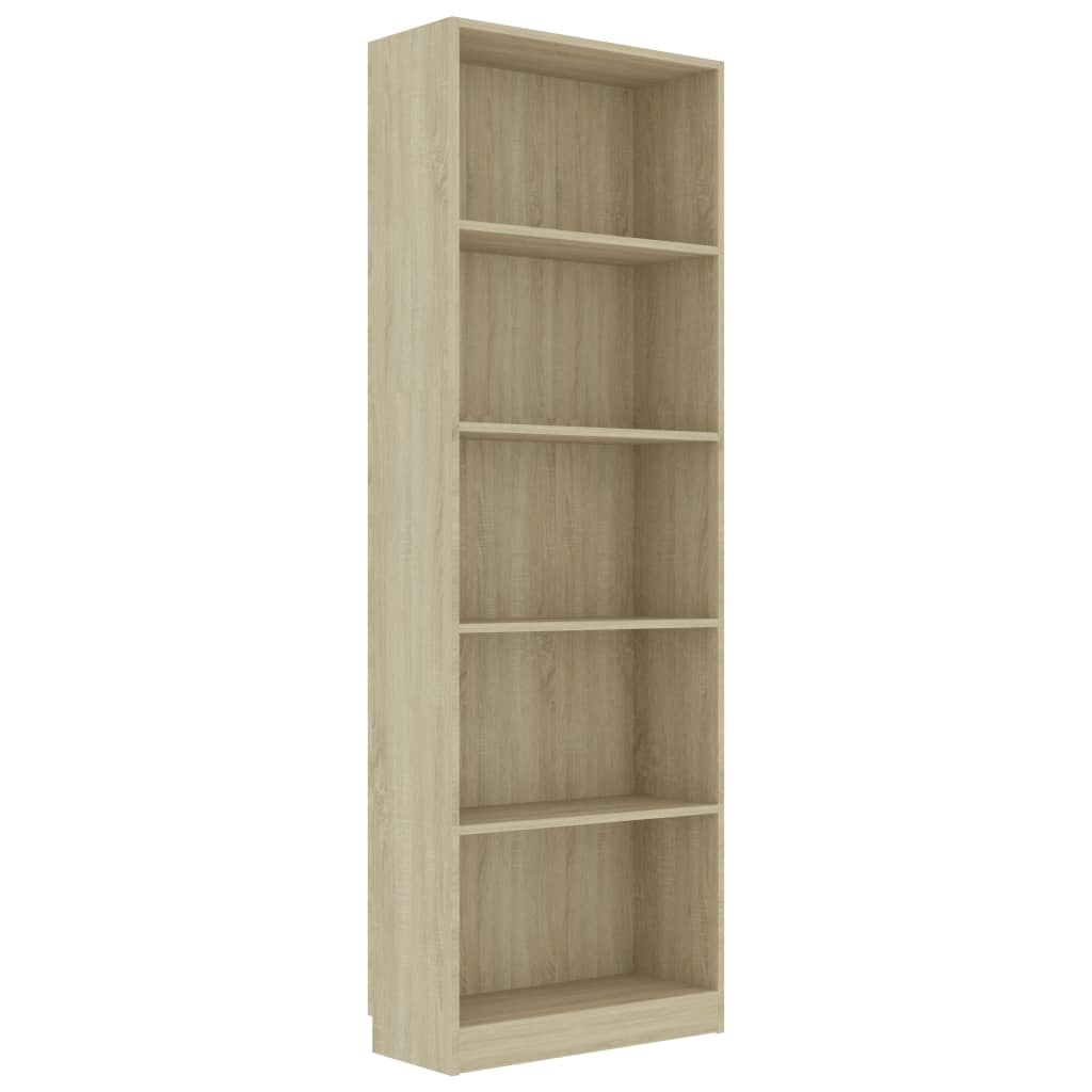 5-Tier Book Cabinet Sonoma Oak 60x24x175 cm Chipboard