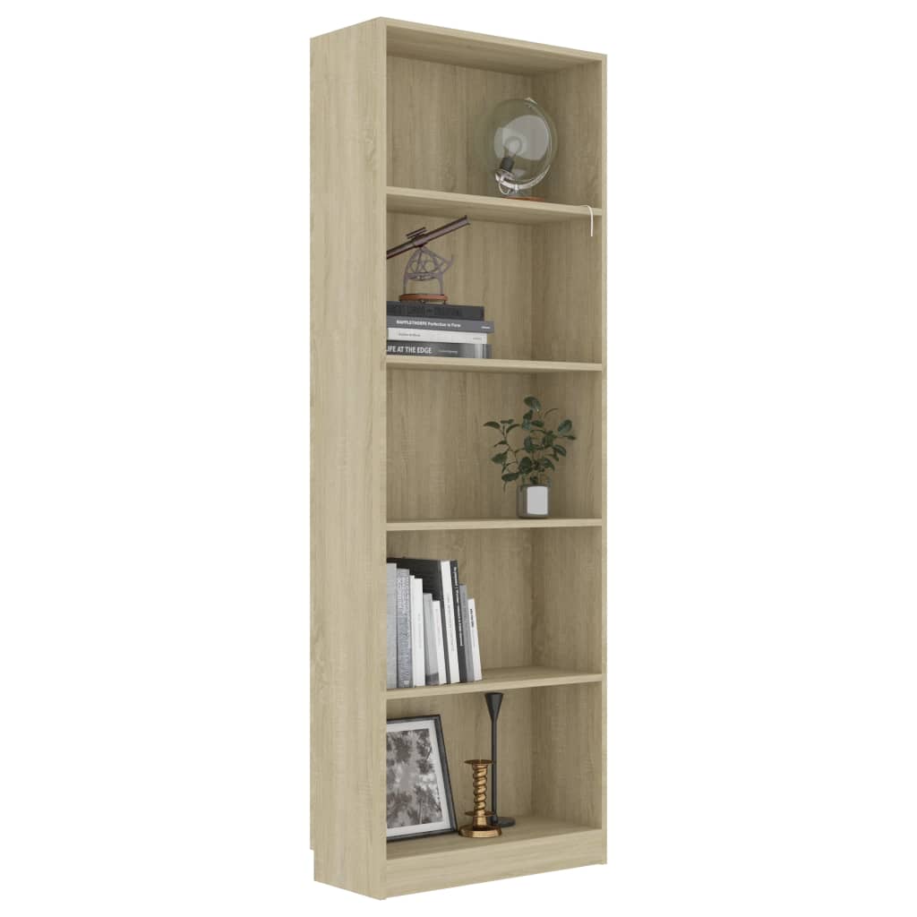 5-Tier Book Cabinet Sonoma Oak 60x24x175 cm Chipboard