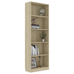 5-Tier Book Cabinet Sonoma Oak 60x24x175 cm Chipboard