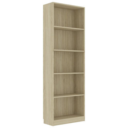 5-Tier Book Cabinet Sonoma Oak 60x24x175 cm Chipboard