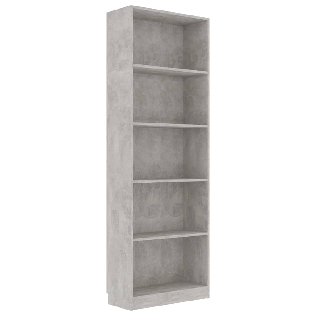 5-Tier Book Cabinet Concrete Grey 60x24x175 cm Chipboard