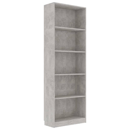 5-Tier Book Cabinet Concrete Grey 60x24x175 cm Chipboard