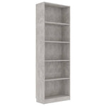 5-Tier Book Cabinet Concrete Grey 60x24x175 cm Chipboard