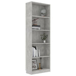 5-Tier Book Cabinet Concrete Grey 60x24x175 cm Chipboard