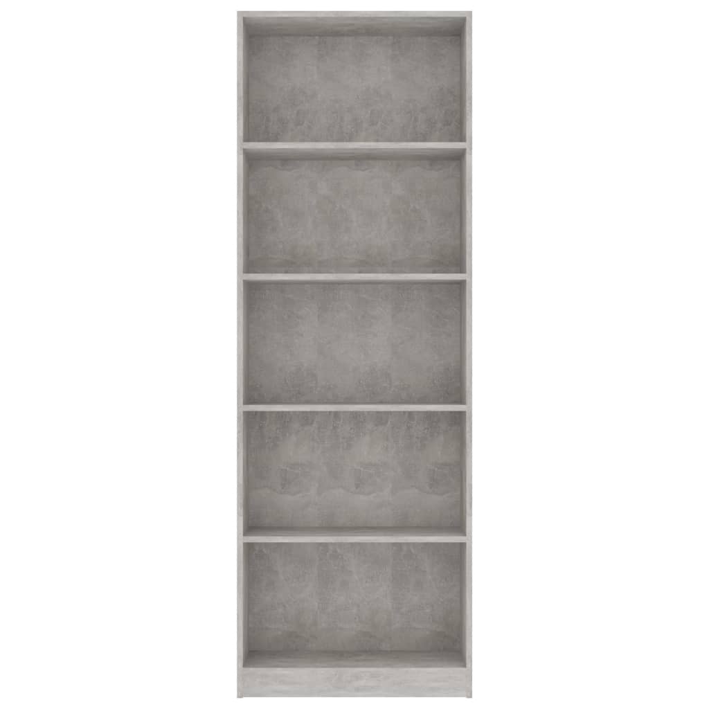 5-Tier Book Cabinet Concrete Grey 60x24x175 cm Chipboard