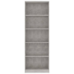 5-Tier Book Cabinet Concrete Grey 60x24x175 cm Chipboard