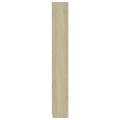 5-Tier Book Cabinet White and Sonoma Oak 60x24x175 cm Chipboard