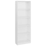 5-Tier Book Cabinet High Gloss White 60x24x175 cm Chipboard