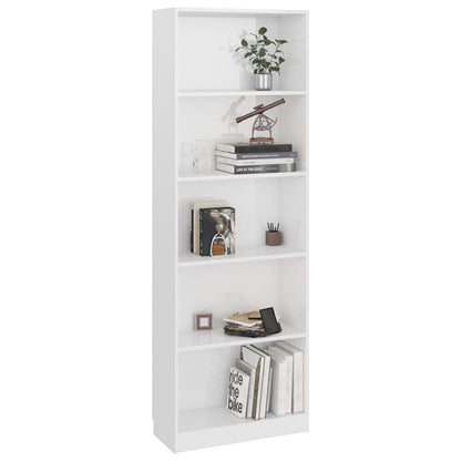 5-Tier Book Cabinet High Gloss White 60x24x175 cm Chipboard