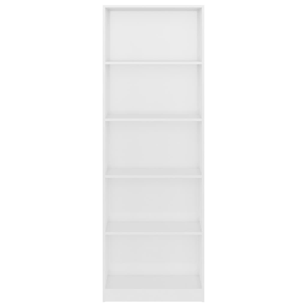 5-Tier Book Cabinet High Gloss White 60x24x175 cm Chipboard